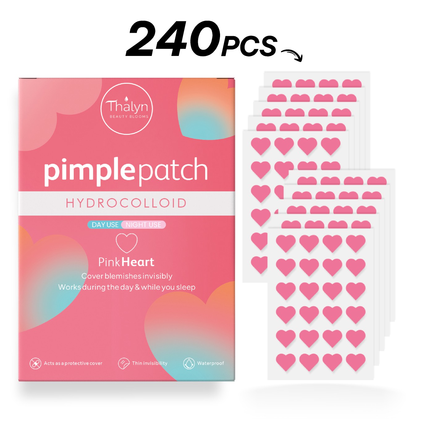 Skincare China - 240PCS Pink Heart Pimple Patches Cute